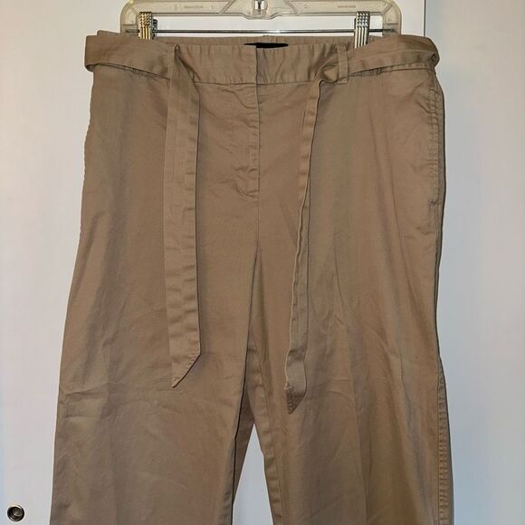 Talbots Women’s Wide Leg Belted Crop Pants Khaki Tan Size 12 EUC - Picture 3 of 11